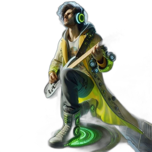 jacket, staff, weapon, robot transparent PNG cut-out