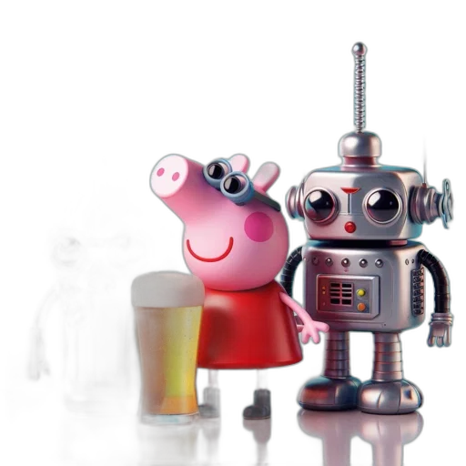 robot, 3d render, concept art, three transparent PNG cut-out