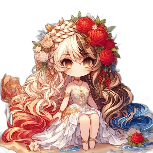 crown, staff, dress, flower transparent PNG cut-out
