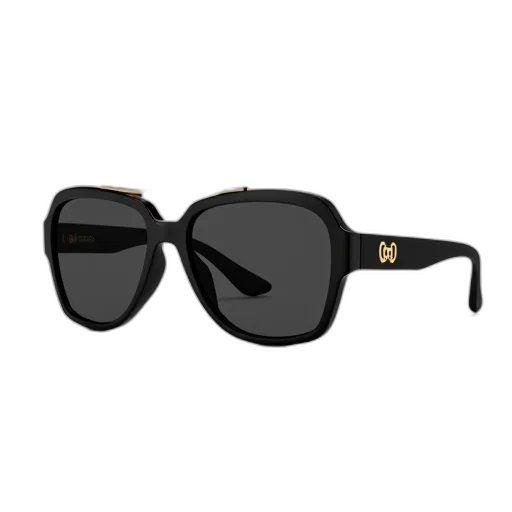 pair, black, sunglasses, gold transparent PNG cut-out