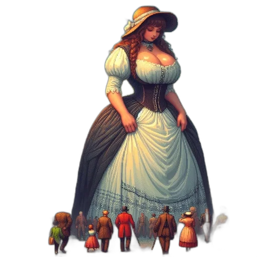 dress, hat, staff, concept art transparent PNG cut-out