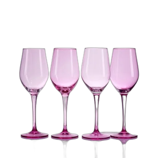 3d render, set, four, wine transparent PNG cut-out