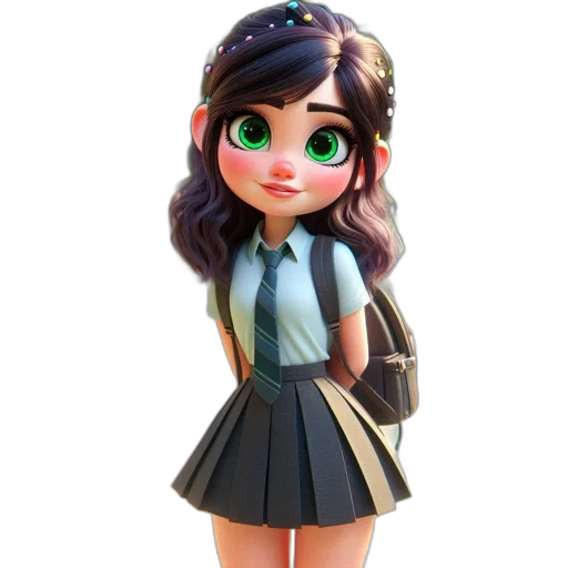 dress, staff, 3d render, cartoon transparent PNG cut-out
