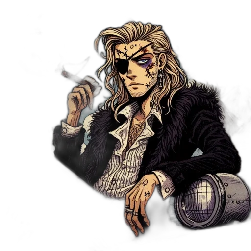 jacket, staff, mask, comic book art transparent PNG cut-out