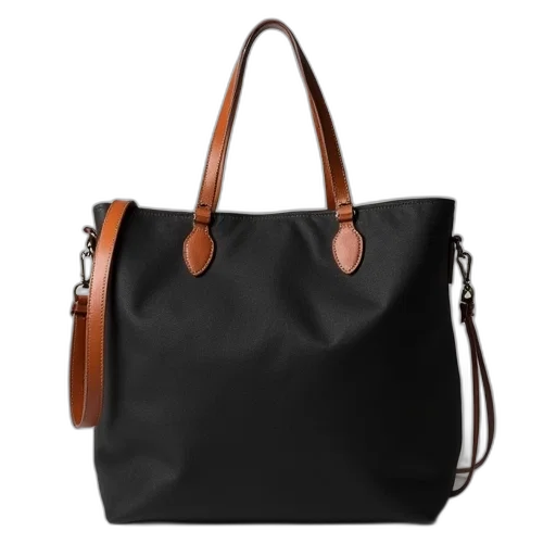 dark, black, canvas, tote transparent PNG cut-out