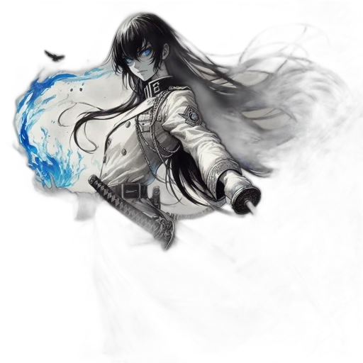 sword, weapon, dragon, hair transparent PNG cut-out