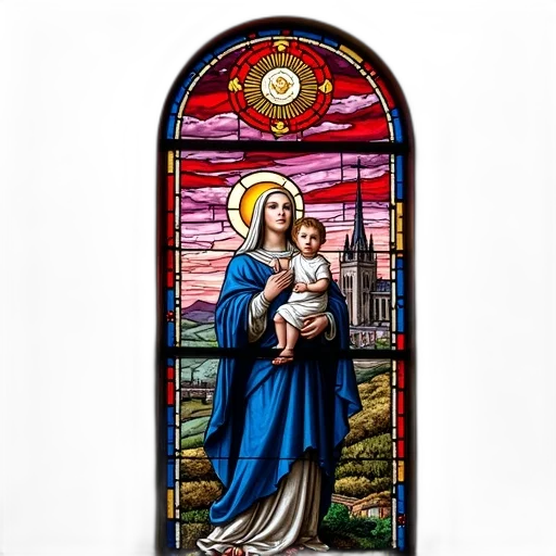 stained, glass, window, depicting transparent PNG cut-out