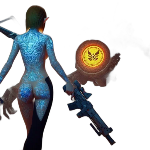 weapon, concept art, fantasy art, cyberpunk transparent PNG cut-out