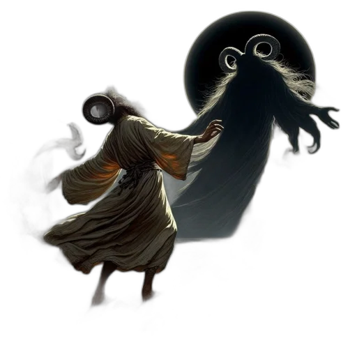 creature, mask, dragon, staff transparent PNG cut-out