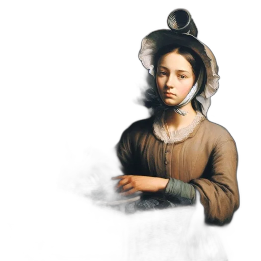face, dress, hair, staff transparent PNG cut-out