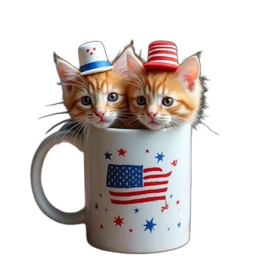 kittens, 4th, july, mug transparent PNG cut-out