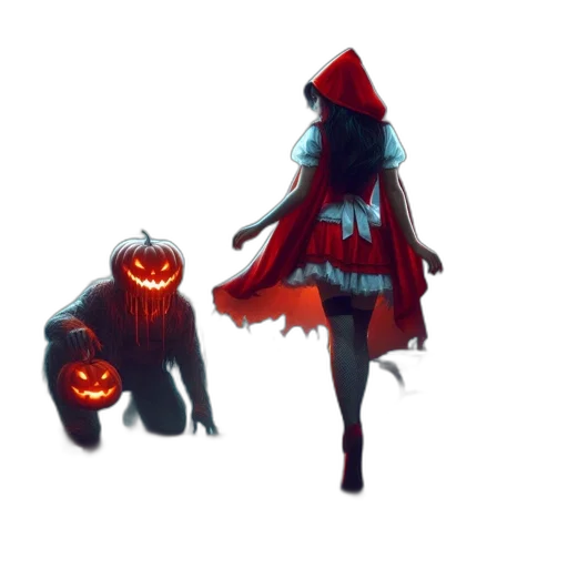 creature, mask, dress, staff transparent PNG cut-out