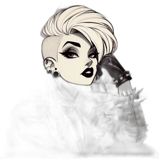 hair, jacket, staff, jewelry transparent PNG cut-out
