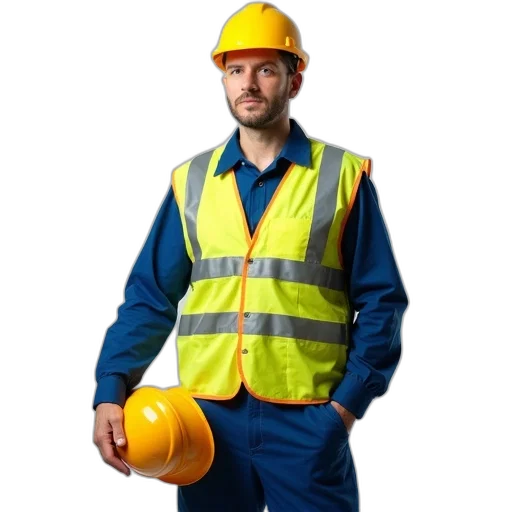 staff, jacket, hat, robot transparent PNG cut-out