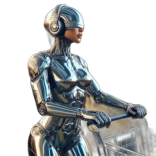 robot, concept art, cyberpunk, 3d render transparent PNG cut-out