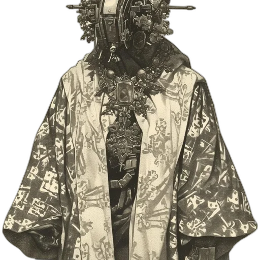 mask, jacket, staff, crown transparent PNG cut-out