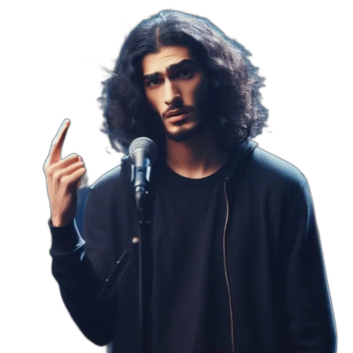jacket, hair, staff, face transparent PNG cut-out