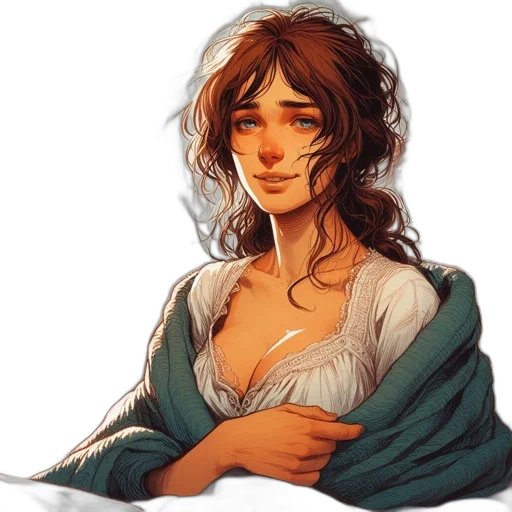 dress, face, fantasy art, oil painting transparent PNG cut-out