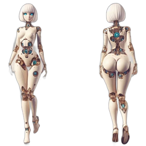 robot, dress, concept art, 3d render transparent PNG cut-out