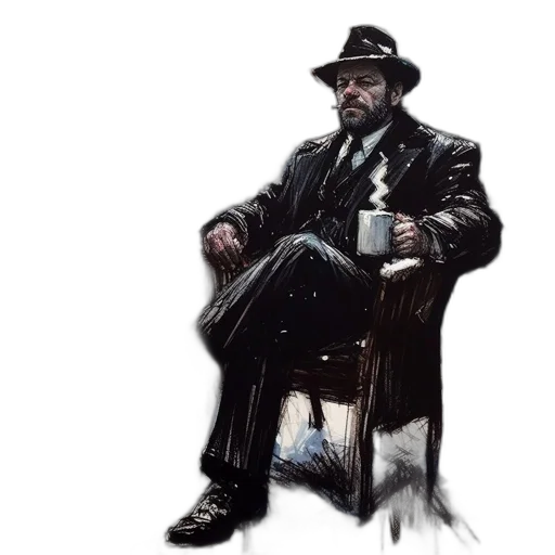 hat, jacket, staff, concept art transparent PNG cut-out