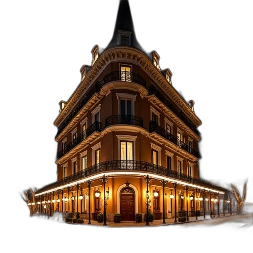 building, hat, staff, 3d render transparent PNG cut-out