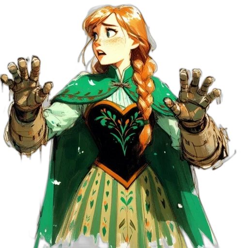 dress, staff, crown, concept art transparent PNG cut-out
