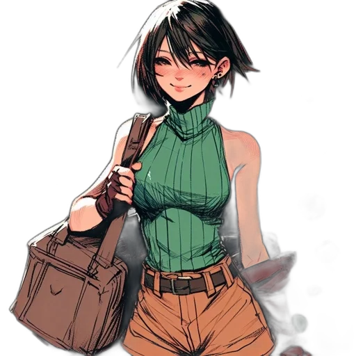 jacket, staff, dress, weapon transparent PNG cut-out