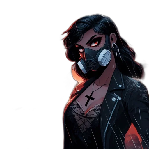 mask, jacket, face, cyberpunk transparent PNG cut-out