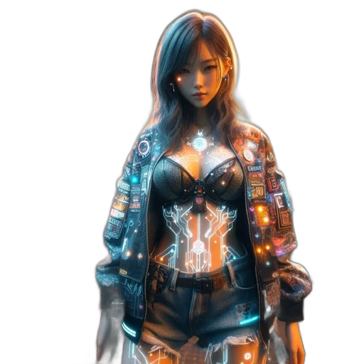 jacket, dress, concept art, cyberpunk transparent PNG cut-out