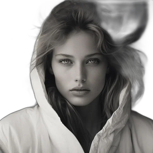 face, jacket, hair, jewelry transparent PNG cut-out