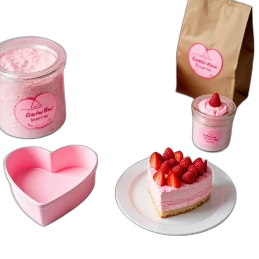 food, 3d render, pink, heart-shaped transparent PNG cut-out