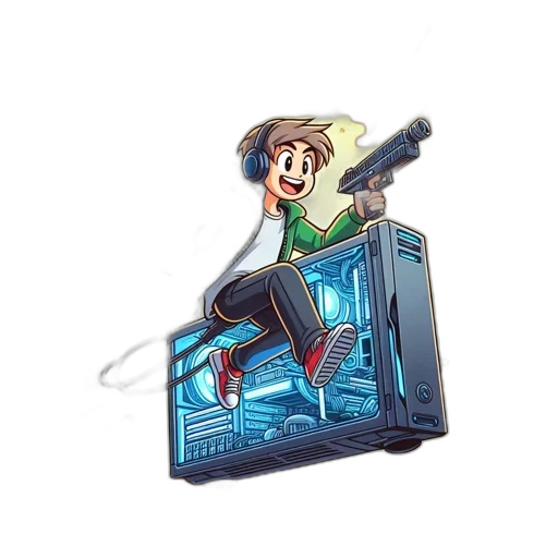 pixel art, concept art, cyberpunk, cartoon transparent PNG cut-out