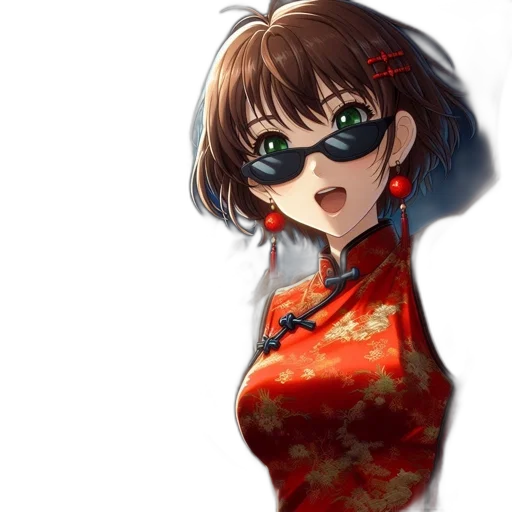 dress, face, flower, staff transparent PNG cut-out