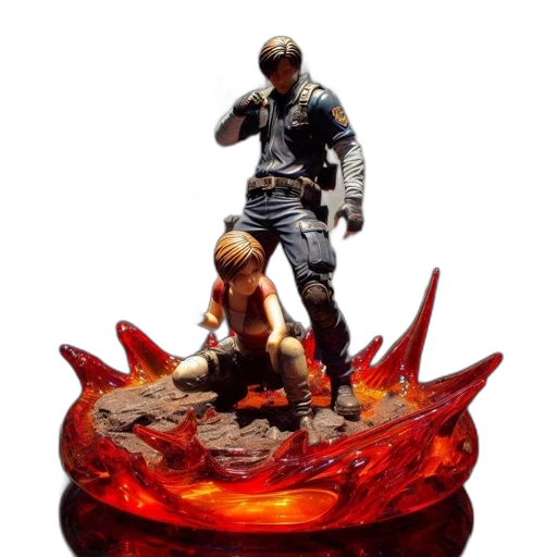 concept art, 3d render, fire, figurines transparent PNG cut-out
