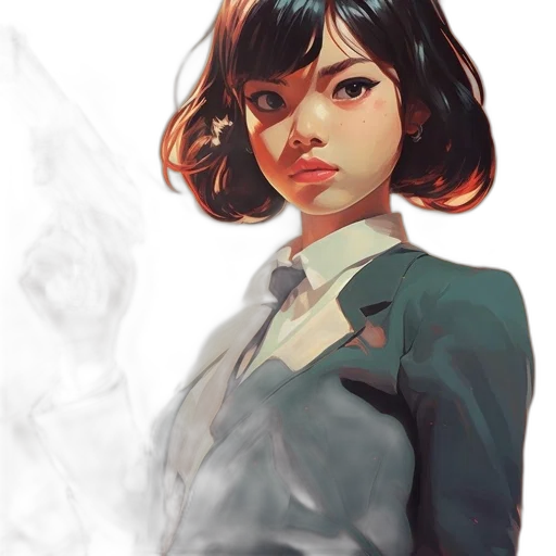 face, jacket, dress, staff transparent PNG cut-out