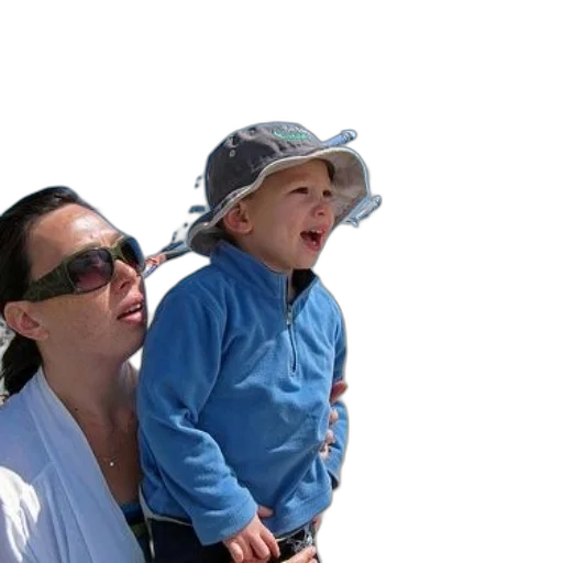 photorealistic, woman, child, beach transparent PNG cut-out