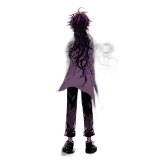 jacket, staff, creature, hair transparent PNG cut-out