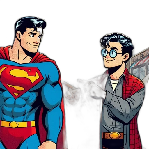 comic book art, cartoon, concept art, two transparent PNG cut-out