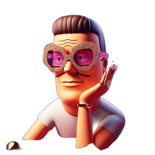 face, staff, 3d render, cartoon transparent PNG cut-out