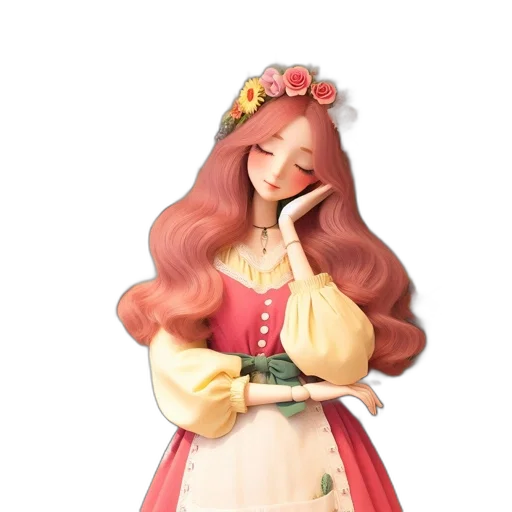 dress, jewelry, staff, 3d render transparent PNG cut-out