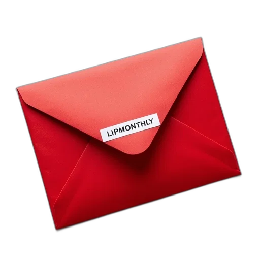 3d render, red, envelope, textured transparent PNG cut-out