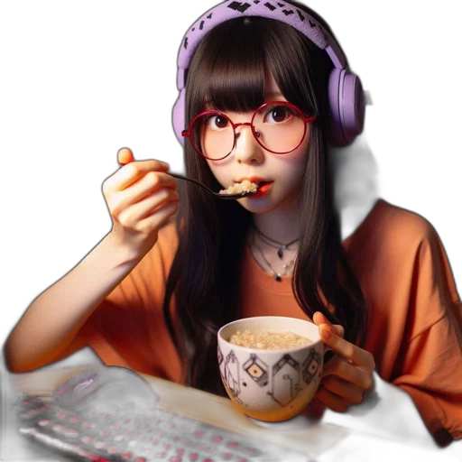 food, face, anime, photorealistic transparent PNG cut-out