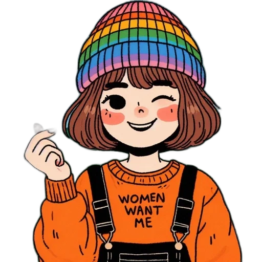 hat, jacket, dress, hair transparent PNG cut-out