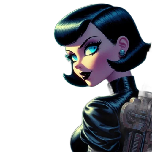 comic book art, concept art, cartoon, cyberpunk transparent PNG cut-out