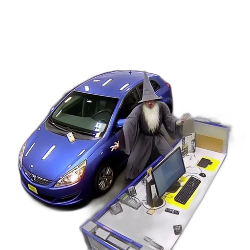 car, robot, 3d render, two transparent PNG cut-out