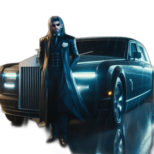 car, concept art, cyberpunk, 3d render transparent PNG cut-out