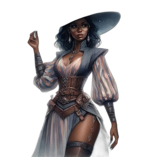 dress, hat, staff, concept art transparent PNG cut-out