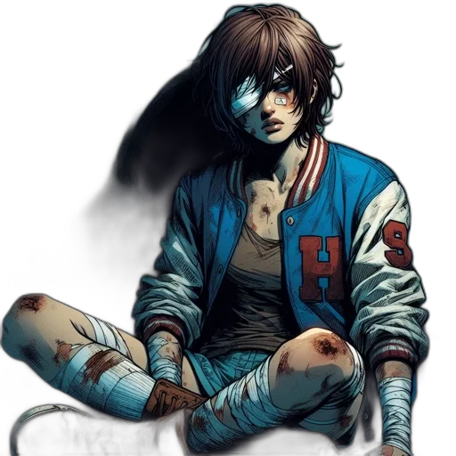 jacket, face, comic book art, concept art transparent PNG cut-out