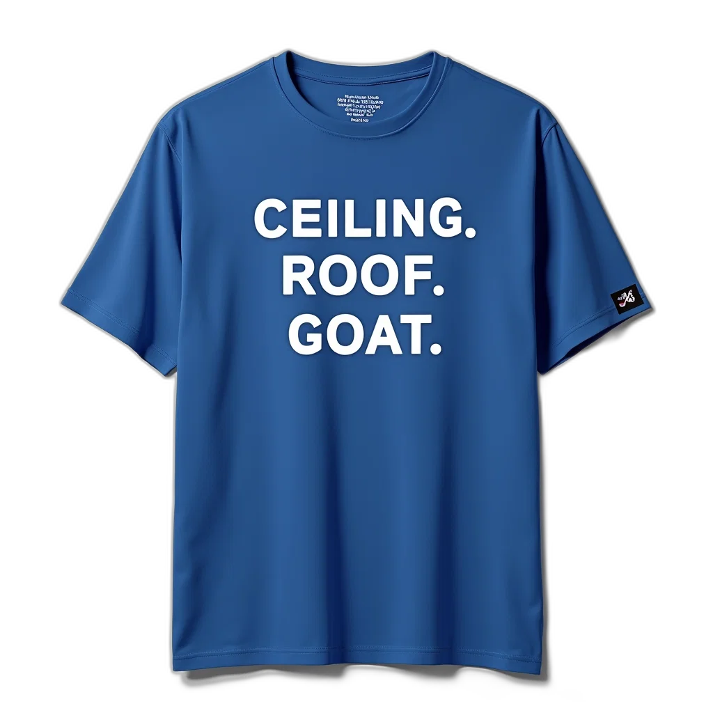 blue, t-shirt, phrase, ceiling transparent PNG cut-out