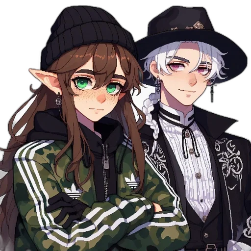 hat, jacket, staff, pixel art transparent PNG cut-out